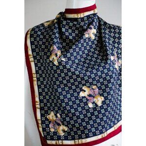 Vintage Bear Print Geometric Background Small Multicolour  Scarf